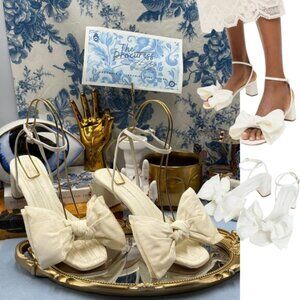 🆕 LOEFFLER RANDALL 🧿 NWOB Carmen Cream Moiré Bow Sandal, Sz 9